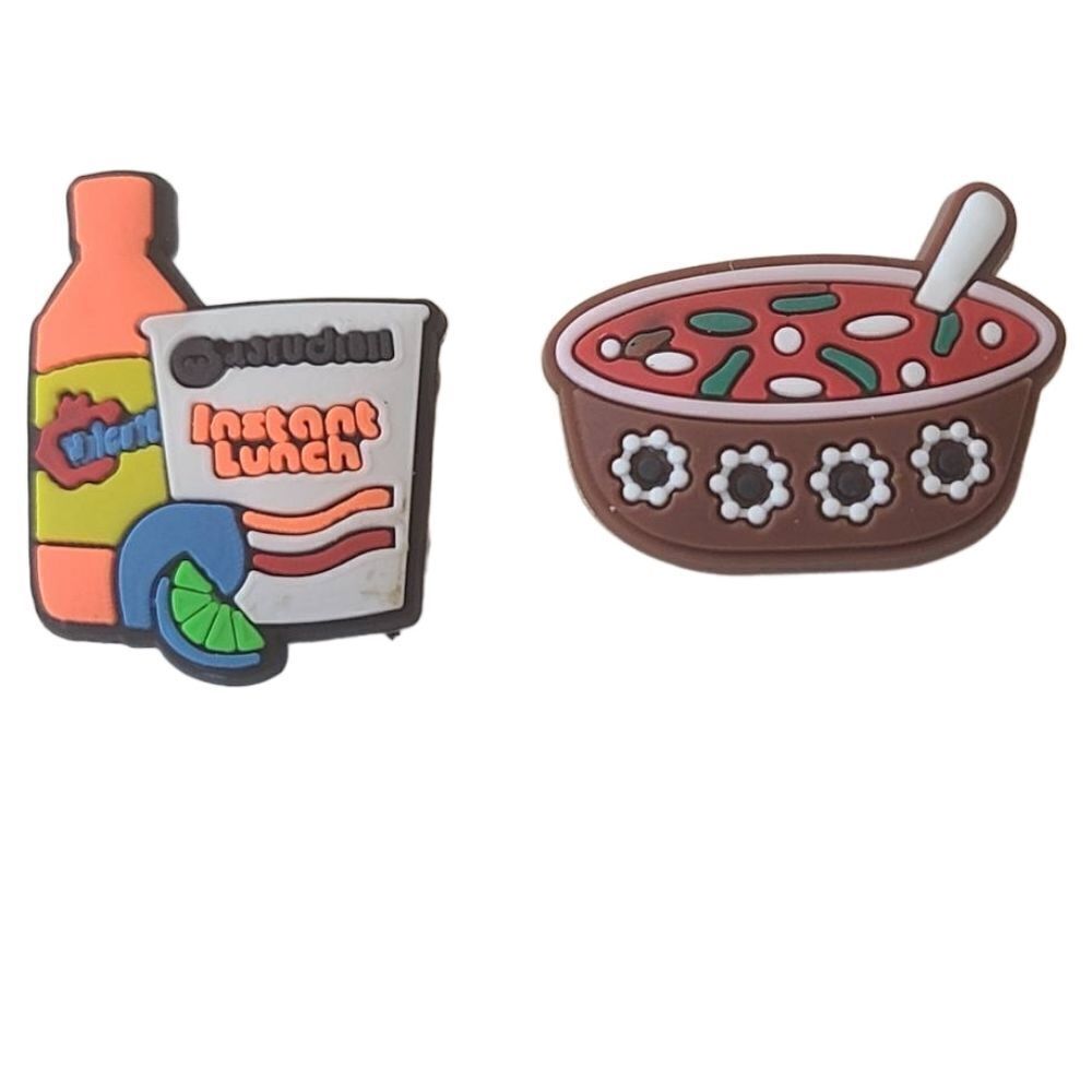 Ramen Noodle Shoe Jewelry Croc Charms 2pc Food Soup Bowl Instant Lunch